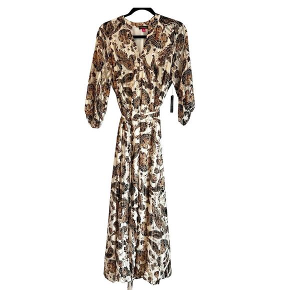 Vince Camuto Women's Paisley Print Smocked Maxi Dress Puff Sleeve Size M NWT - Picture 5 of 9